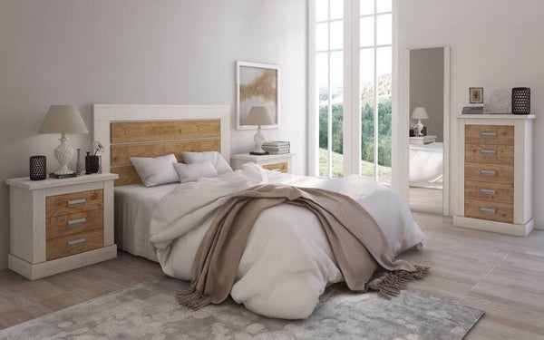 CABECERO+2 MESAS DE NOCHE TRES CAJONES+1 SINFONIER+1 ESPEJO