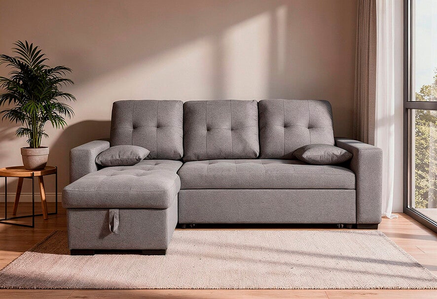 SOFÁ CAMA CHAISE LONGUE 229CM GRIS