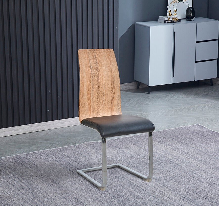 X4 SILLAS MADERA Y BASE CROMADA