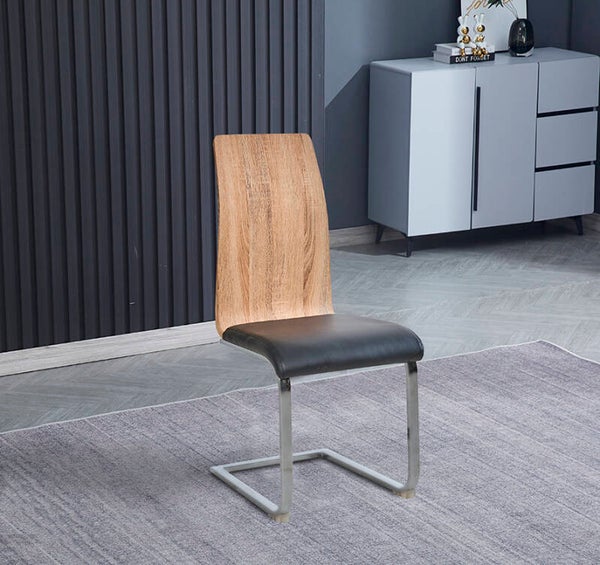 X4 SILLAS MADERA Y BASE CROMADA