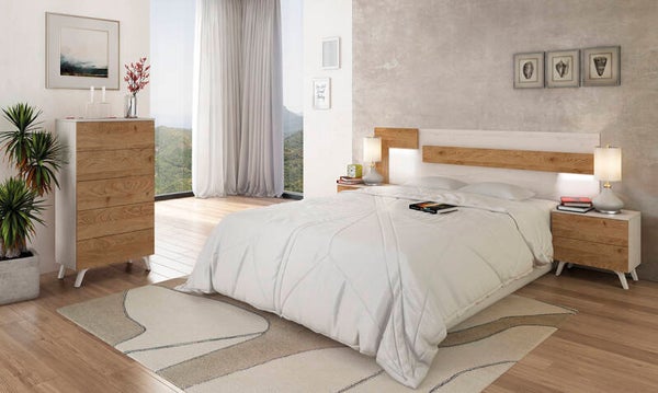 CABECERO 210CM CON LUCES LED+2 MESAS DE NOCHE+1 SINFONIER CON PULSADORES