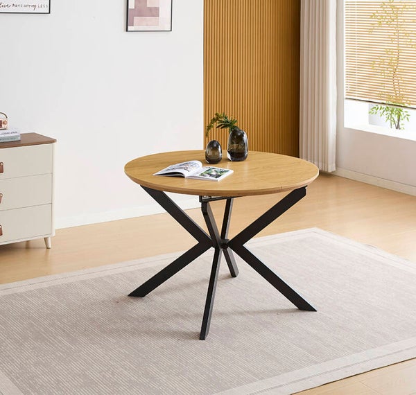 MESA REDONDA EXTENSIBLE 100 A 140 CMS PATAS NEGRAS