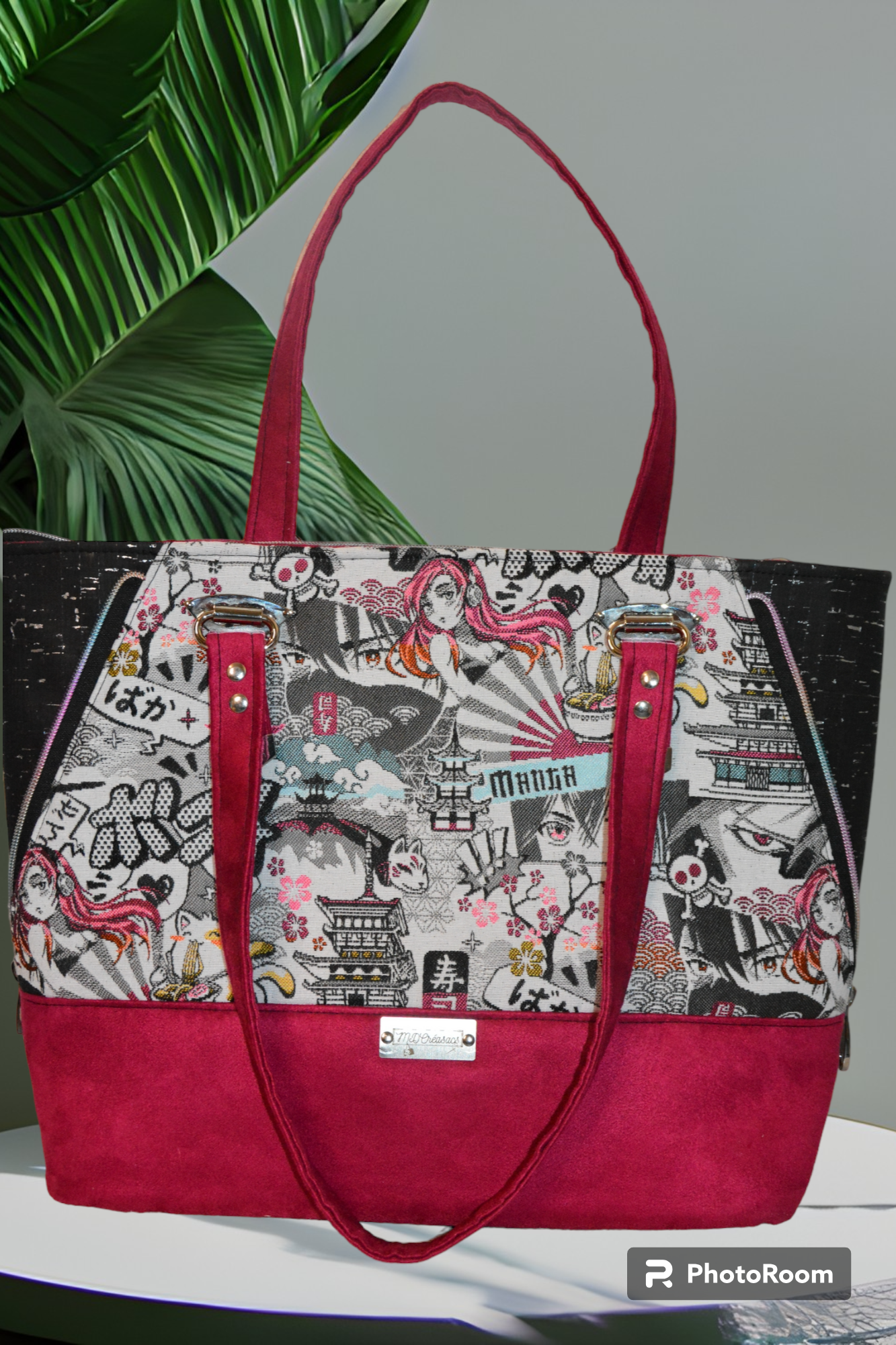 Sac anses en toile motif manga et suédine Sky Harbor Tote