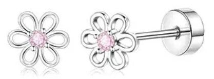 🌸Zilverkleurige bloem oorbellen