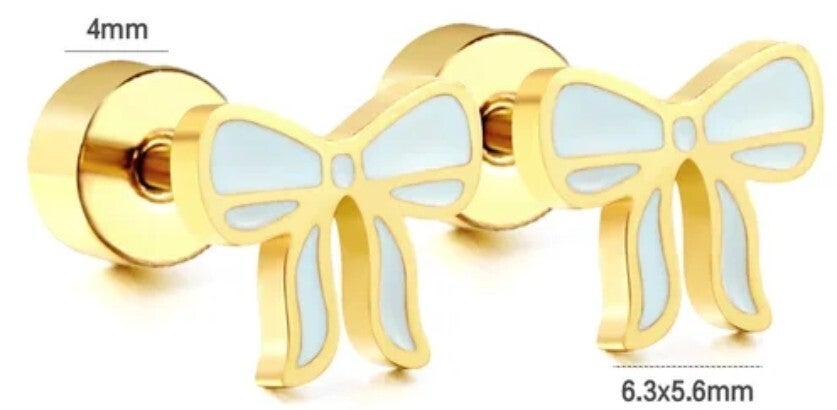🎀 Strikjes Oorbellen Goudkleurig