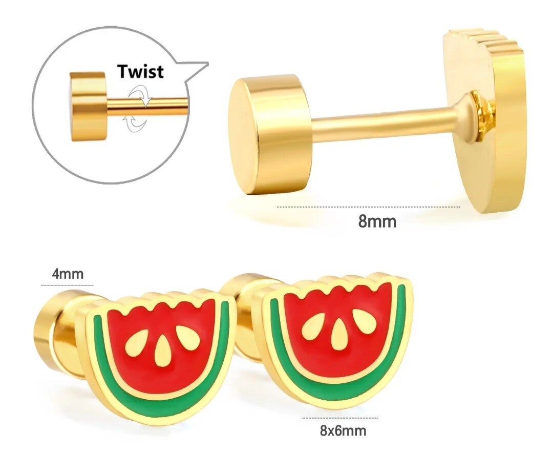 🍉 Watermeloen Oorbellen Goudkleurig