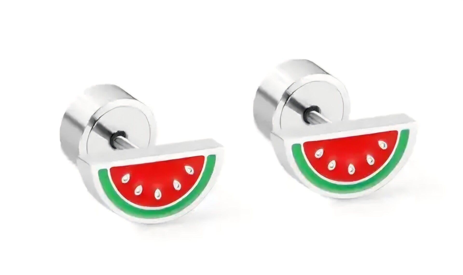 🍉 Watermeloen Oorbellen Zilverkleurig
