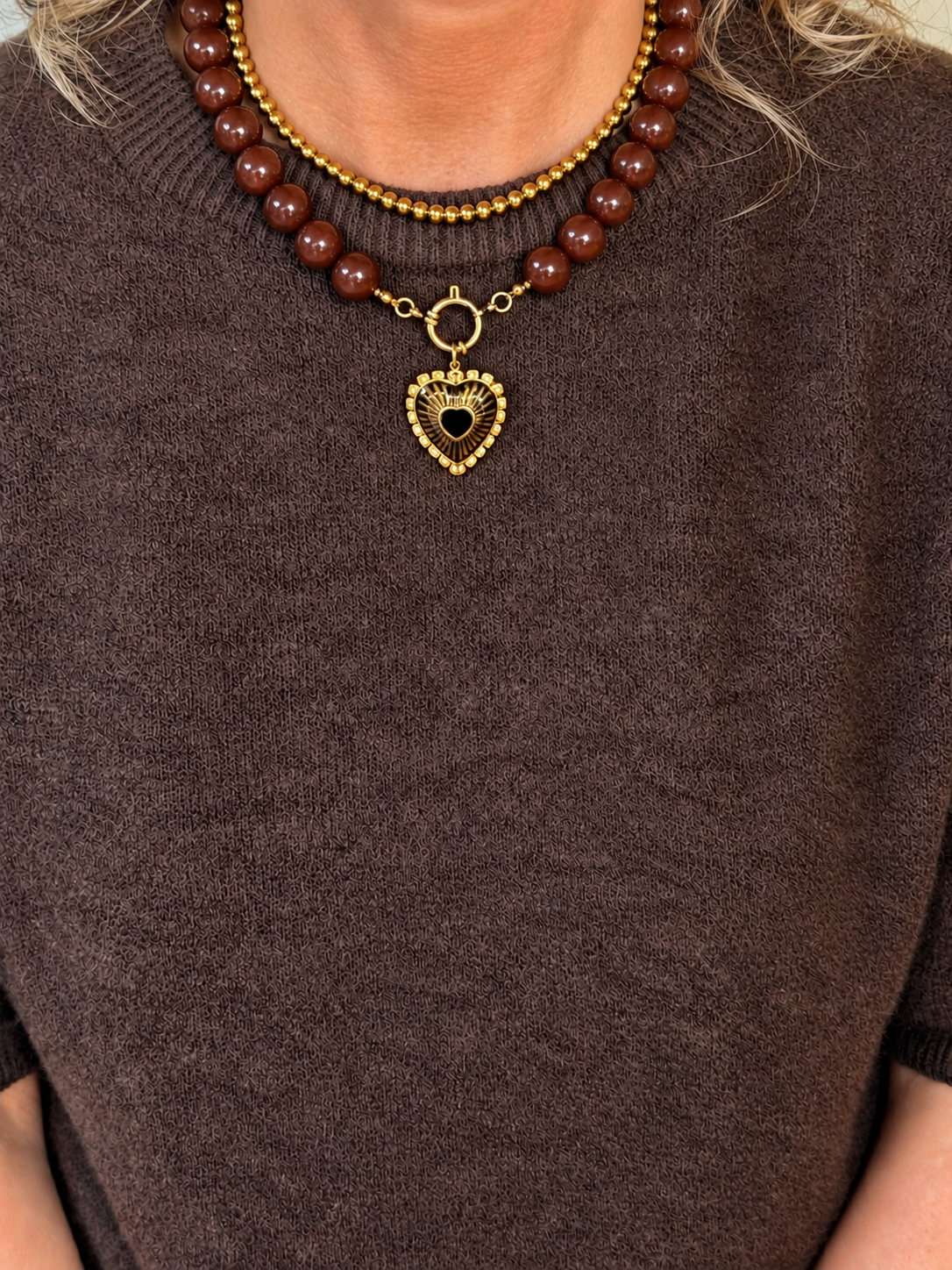 Mocca Heart (kraal 12 mm)