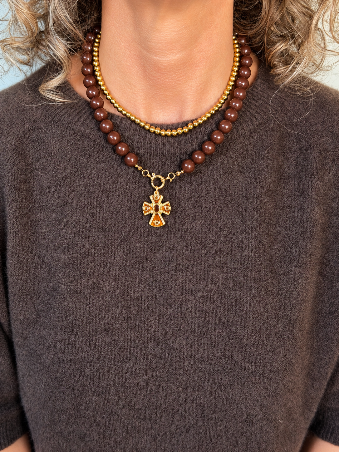 Mocca Cross (kraal 12 mm)