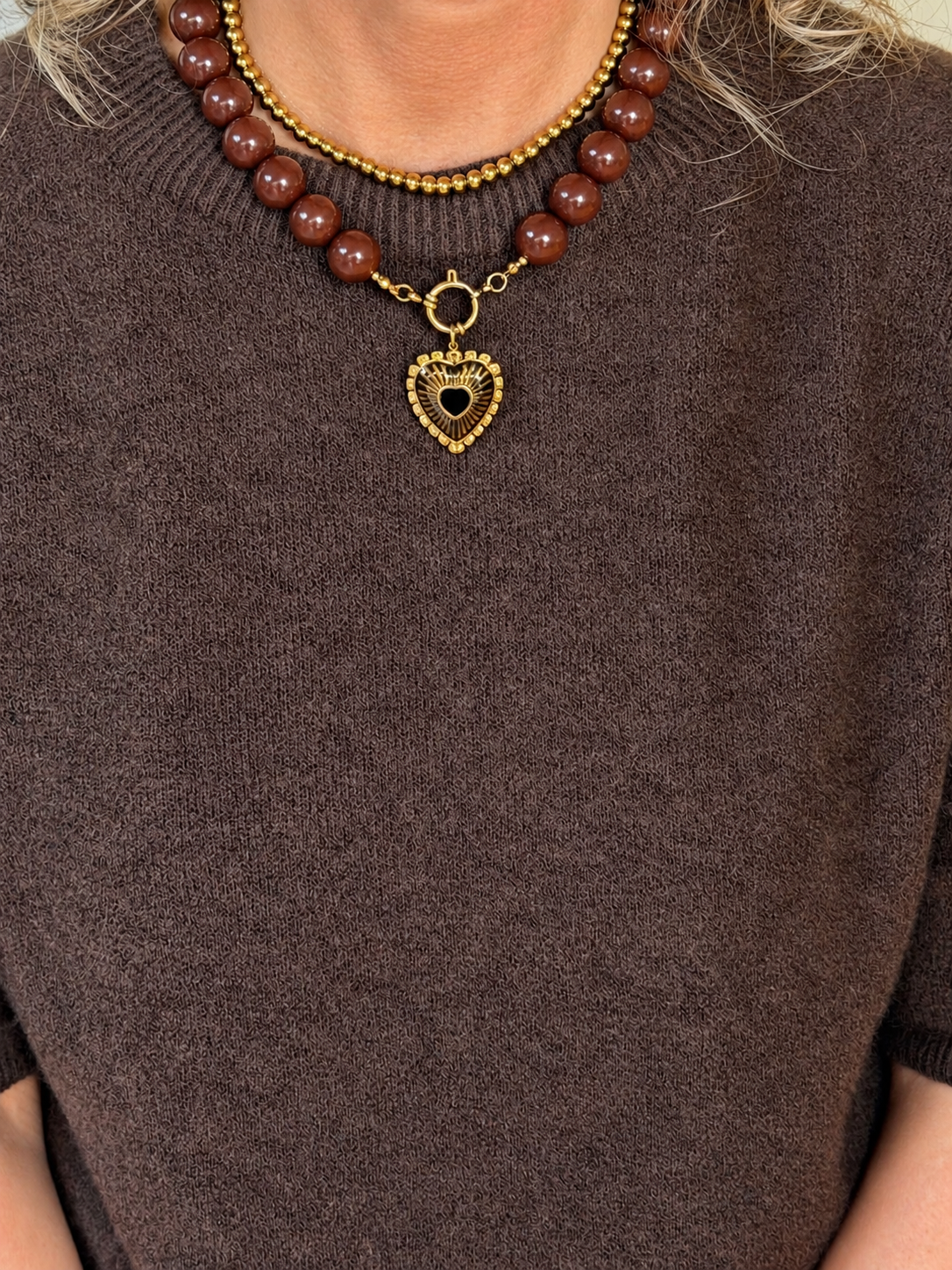 Mocca Heart (kraal 15 mm)