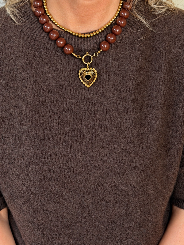 Mocca Heart (kraal 15 mm)
