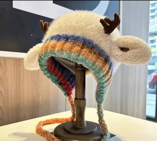 Festive holiday antler cotton poly hat