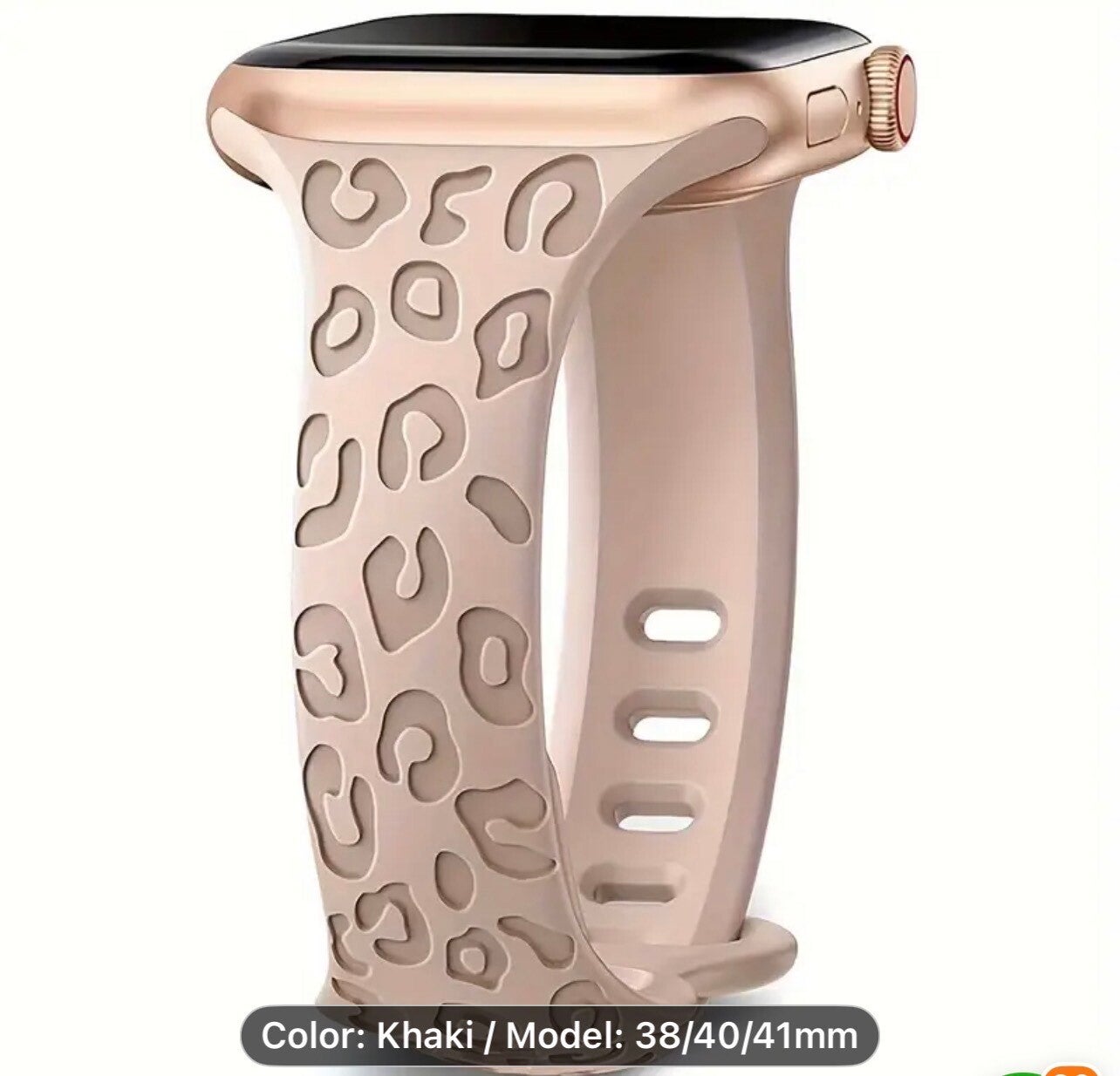 Khaki Cheetah print watch band