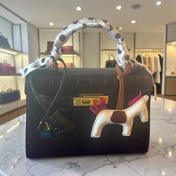 Kelly 25 in Crocodile Embossed Leather