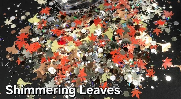 Shimmering Leaves Glitter Chunky Shape Mix