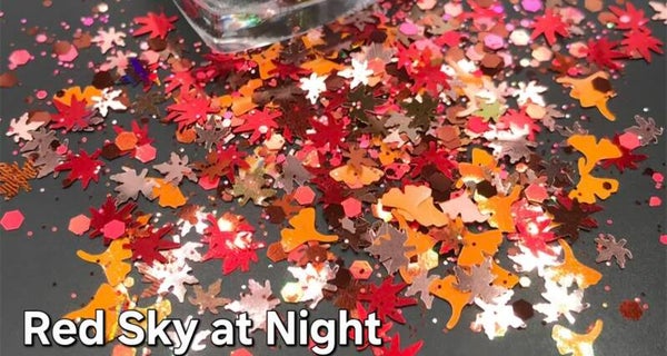 Red Sky at Night Glitter Chunky Shape Mix