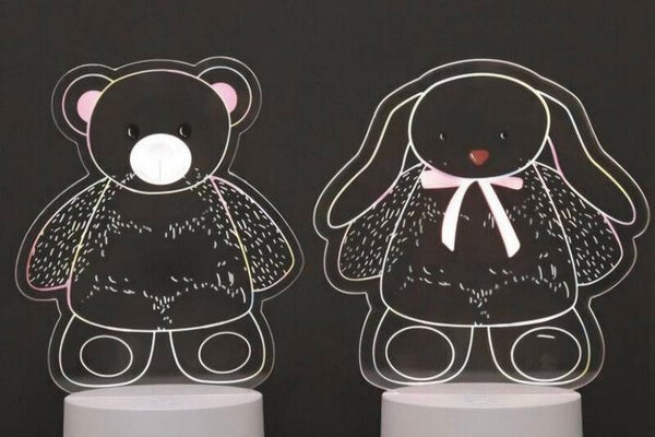 4 Varieties - Children's 2 in 1 Acrylic Night Lamps 21cm