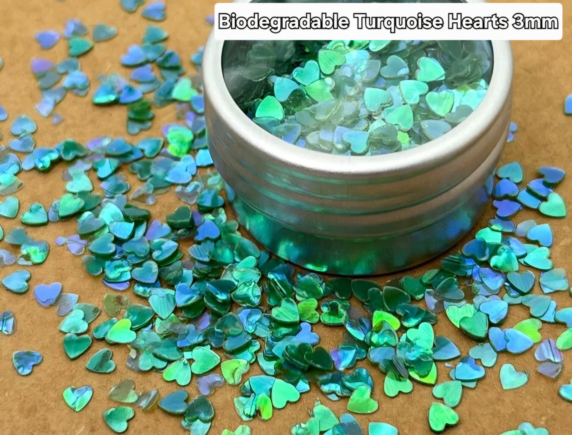 Biodegradable Turquoise Heart Shapes