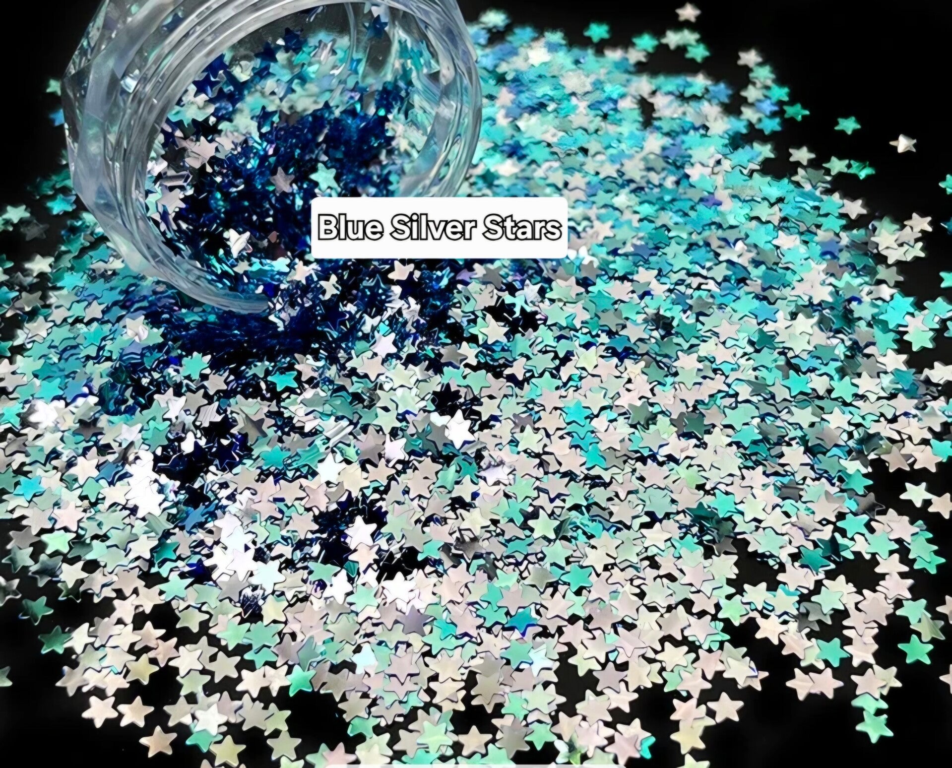 Blue Silver Star Shape Glitter