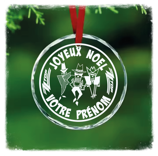 Boule de Noël Rock – Gravée verre effet cristal – Groupes de rock légendaires – Cadeau fan de musique – Création artisanale unique