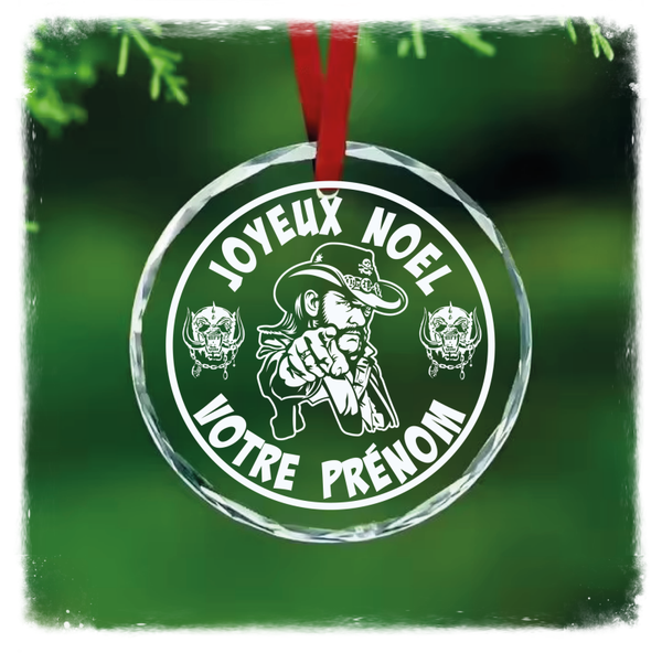 Boule de Noël Rock – Gravée verre effet cristal – Groupes de rock légendaires – Cadeau fan de musique – Création artisanale unique