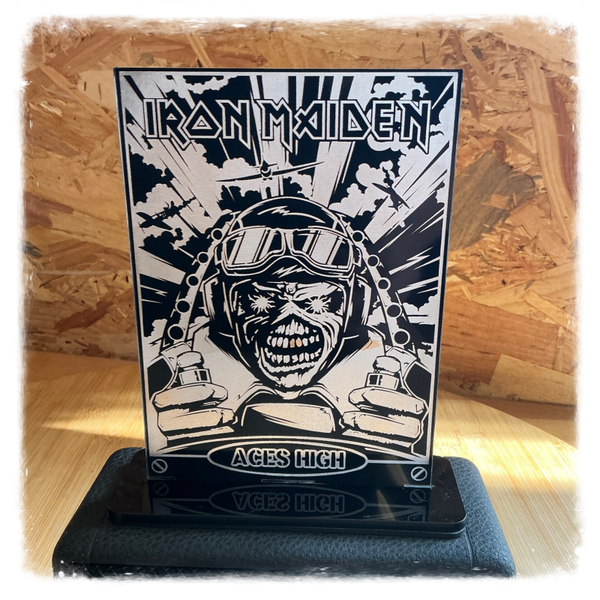 🛩️ Iron Maiden 🛩️Déco Lumineuse “Aces High” en Verre Acrylique Gravé