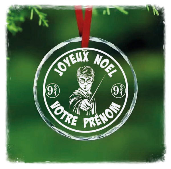 Boule de Noël personnalisée en verre effet cristal – Harry Potter – Gravure 2D laser CO₂
