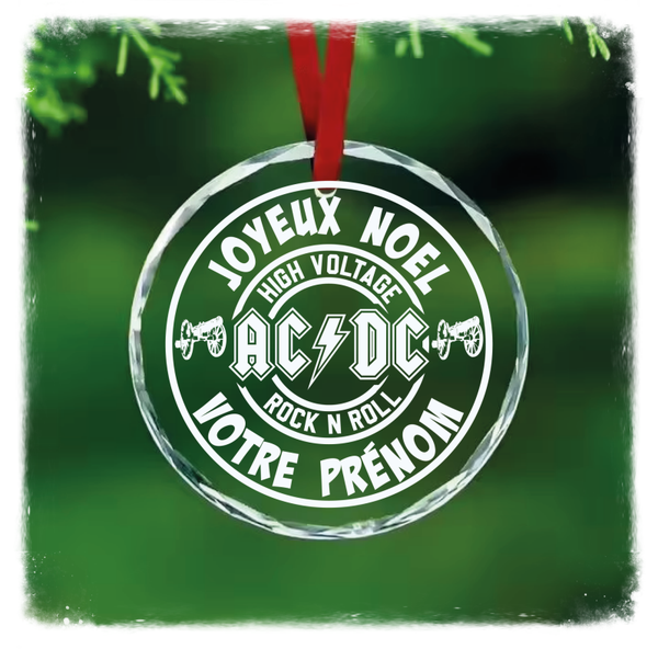 Boule de Noël Rock – Gravée verre effet cristal – Groupes de rock légendaires – Cadeau fan de musique – Création artisanale unique