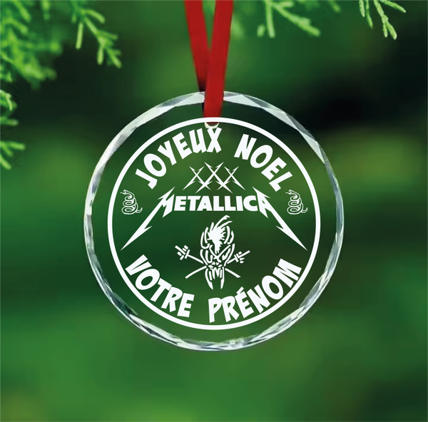 Boule de Noël Rock – Gravée verre effet cristal – Groupes de rock légendaires – Cadeau fan de musique – Création artisanale unique