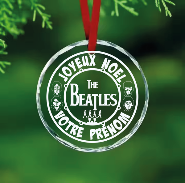 Boule de Noël Rock – Gravée verre effet cristal – Groupes de rock légendaires – Cadeau fan de musique – Création artisanale unique