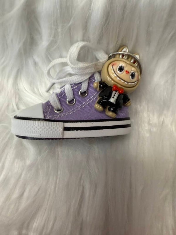 Purple Sneaker Keychain with Labubu Character Charm - IDK100018