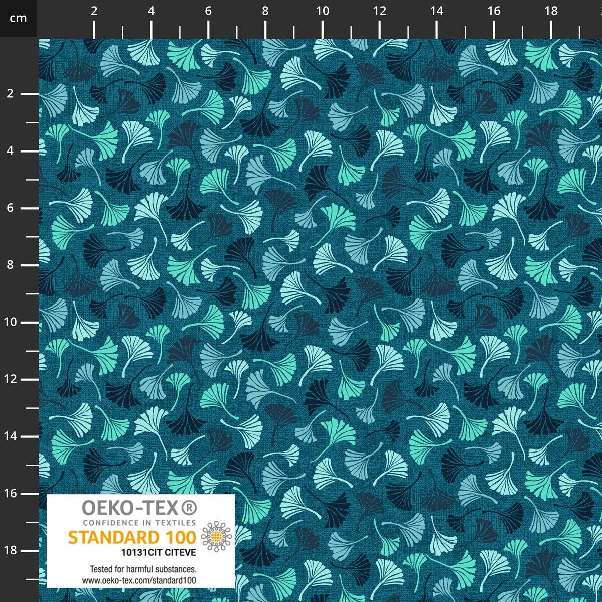 Stof Artno. 4512-919  Ginkgo Leaf Turquoise