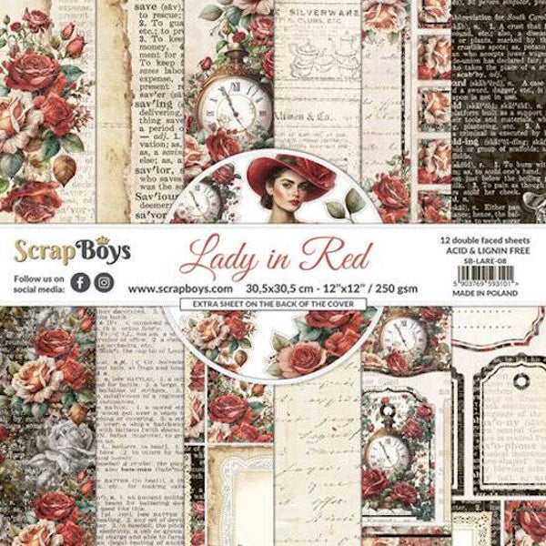 ScrapBoys - Lady in Red - Paper Pad - 12x12 Inch