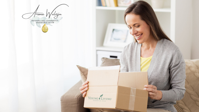 Vrouw met bestelling van Young Living