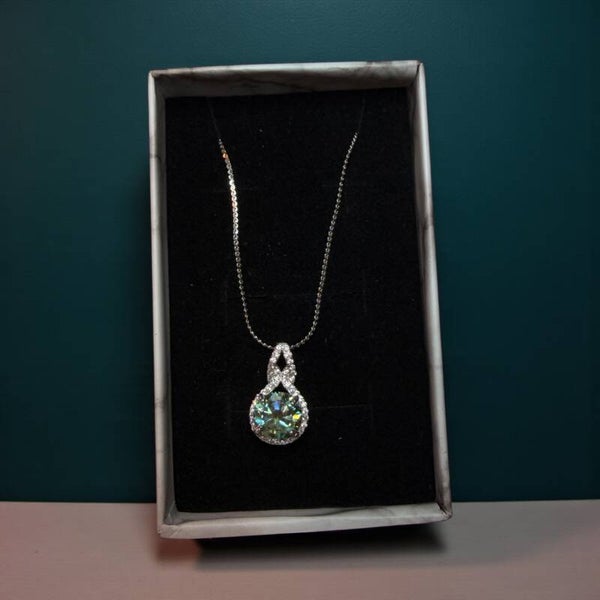 2ct grønn Moissanite halskjede