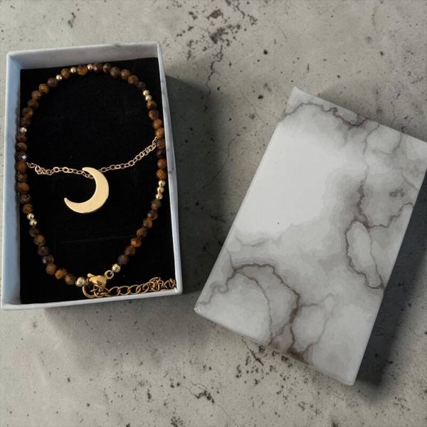 Tigerøye og måne armbånd (2stk)