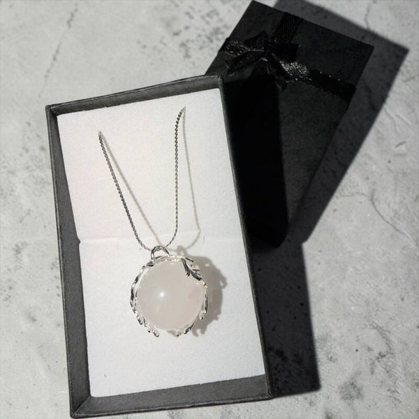 Klar kvarts pendant i stainless steel