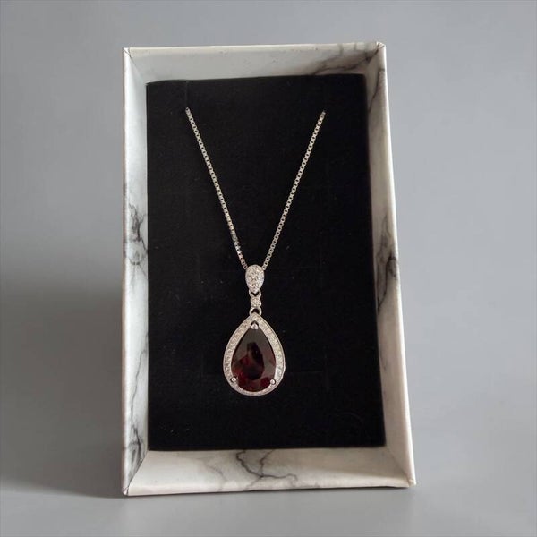 Granat (Garnet) halskjede i sølv ✨