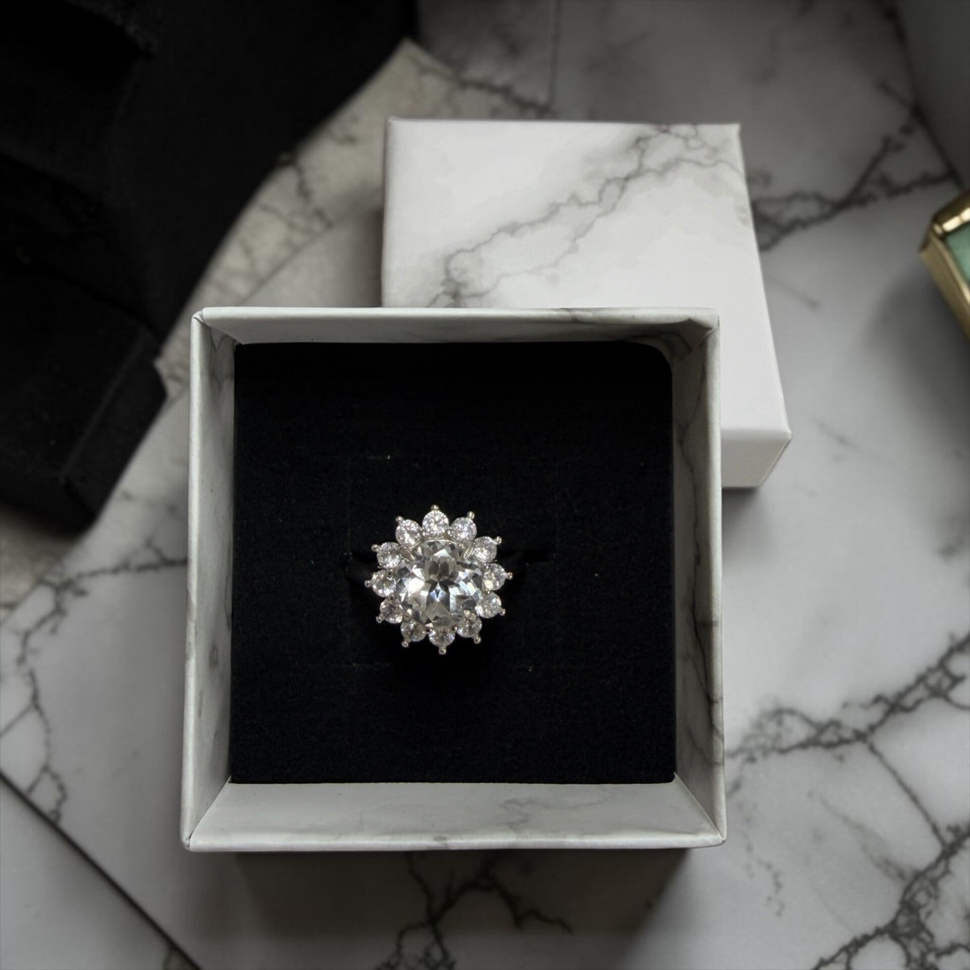 Natural klar Topaz ring i sølv ✨