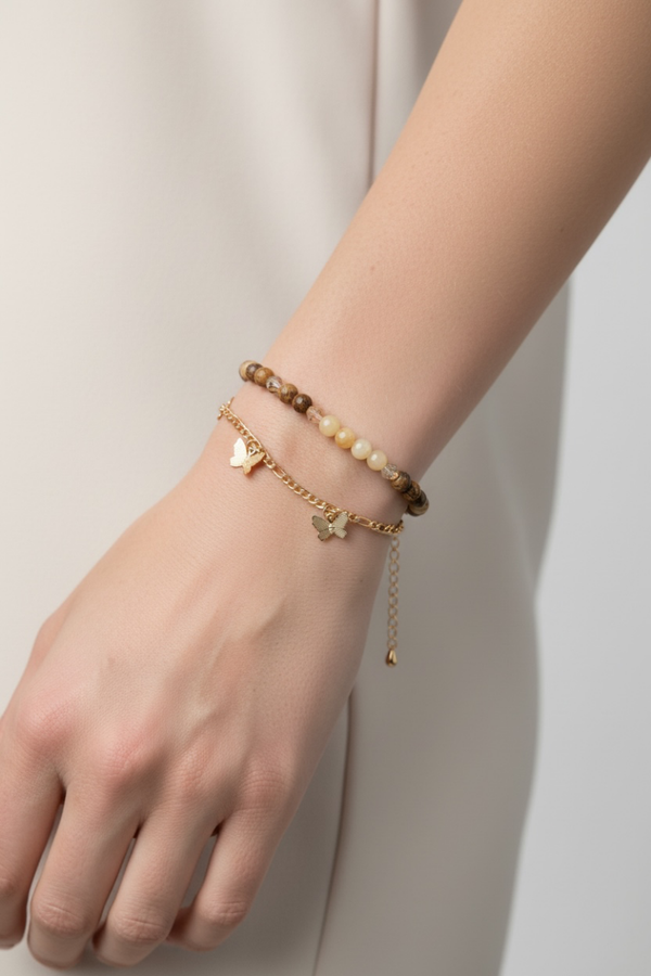 Citrin & sommerfugl armbånd 🦋