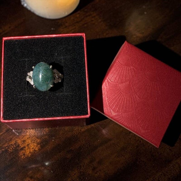 Moseagat sølv ring