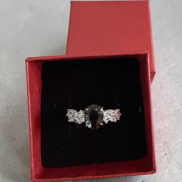 Røykkvarts sølv ring