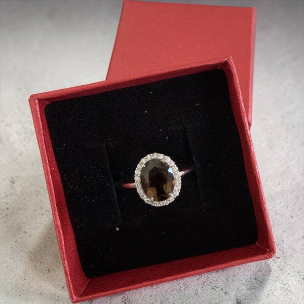 Røykkvarts sølv ring