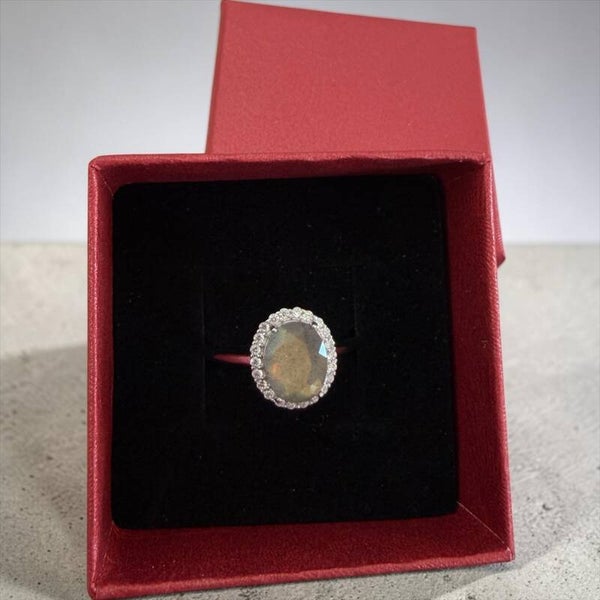 Natural månestein sølv ring