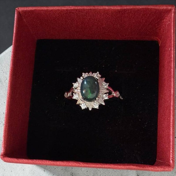 Svart Opal sølv ring