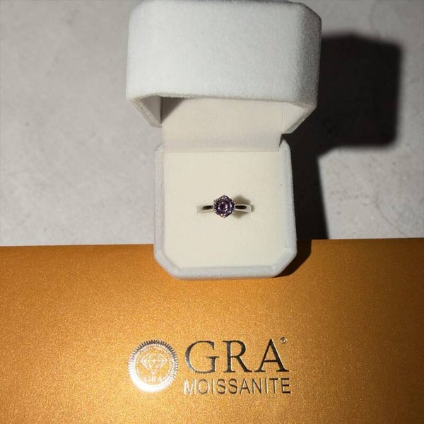 1ct Moissanite sølv ring, russia cut