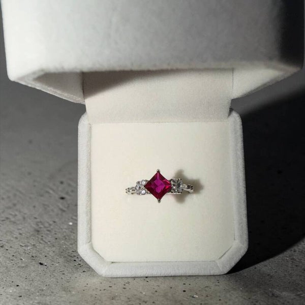 Rubin sølv ring