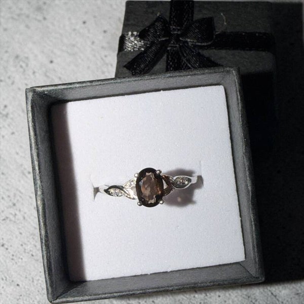 Røykkvarts sølv ring