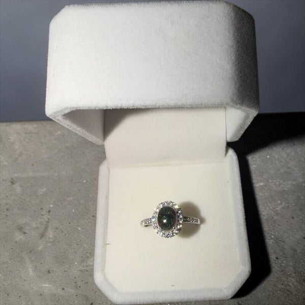 Svart Opal sølv ring