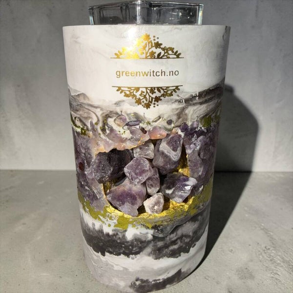 Håndlaget Ametyst stearinlys holder